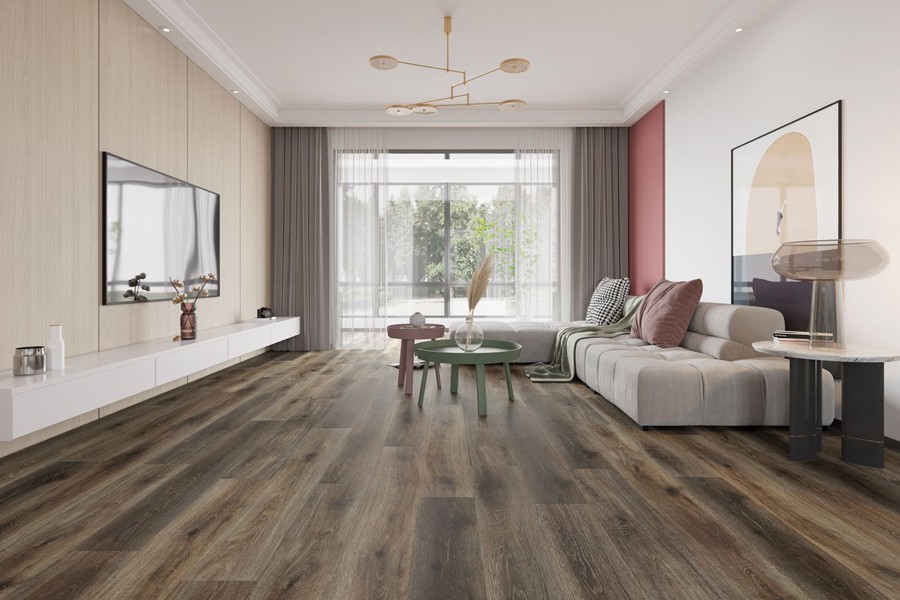 Modern living room featuring durable wood-look laminate flooring by Markville in Toronto and Markham Ontario.