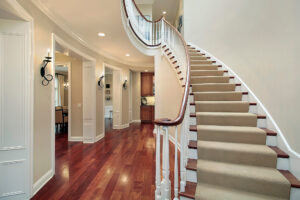 hardwood flooring next to staircase