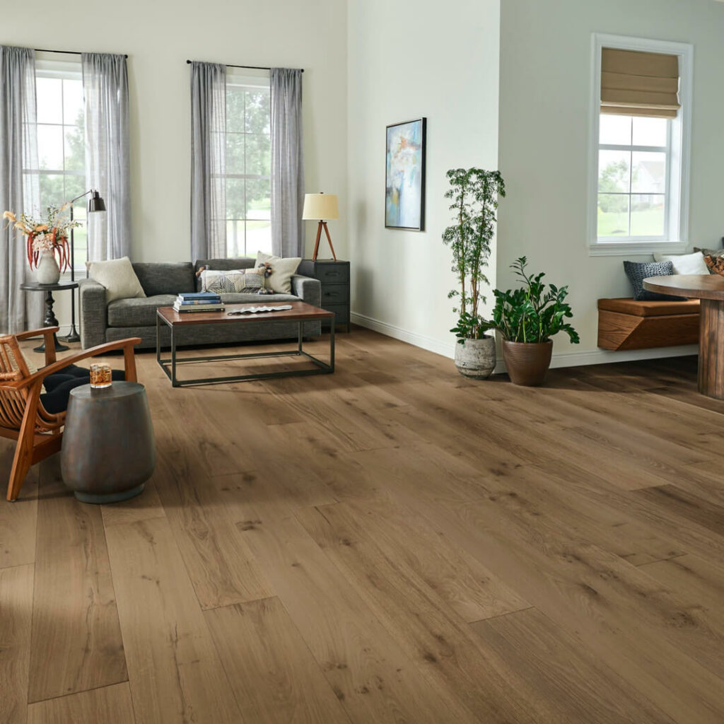 modern wide plank hardwood in living room