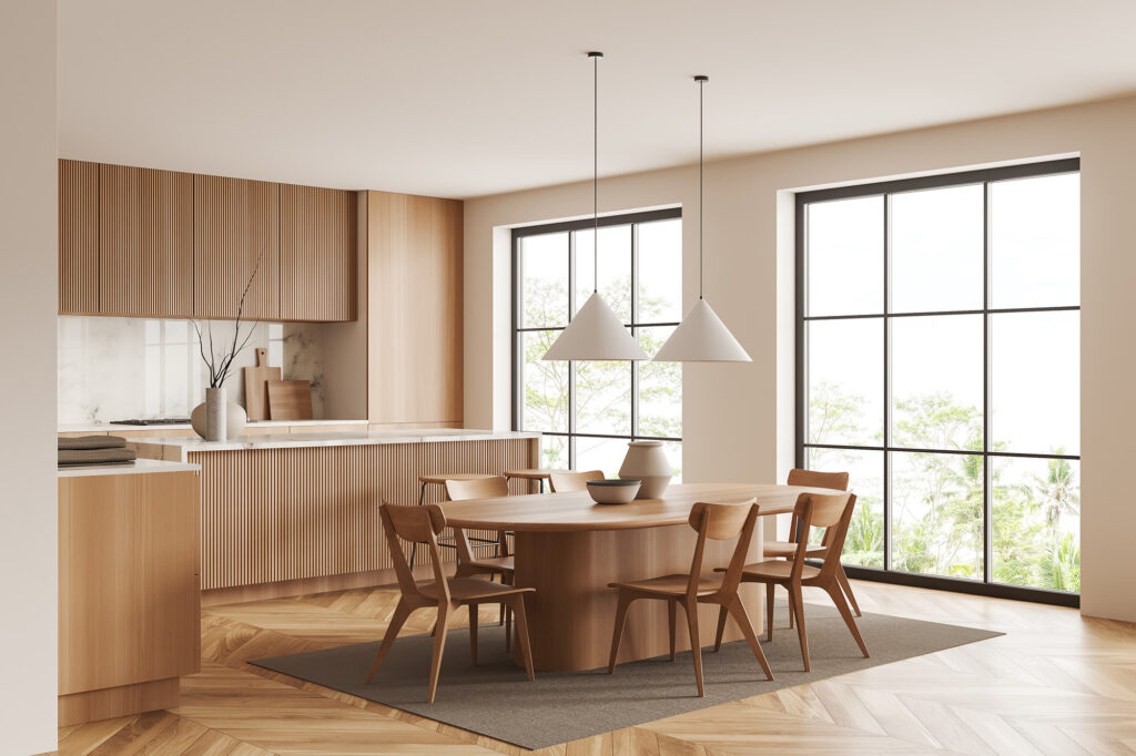 warm neutral flooring in kitchen